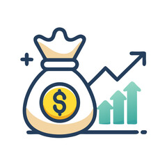 Fototapete - Money Bag with Growth Chart Icon Representing Financial Growth and Investment Strategy