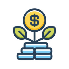 Poster - Money with Plant Icon Representing Financial Growth and Investment