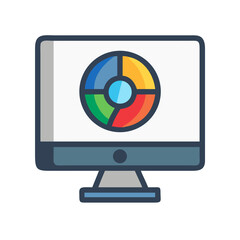 Fototapete - Monitor with Color Wheel Icon Representing Visual Design and Digital Art