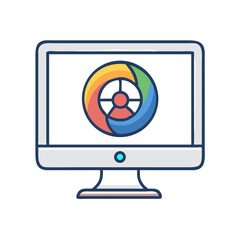 Fototapete - Monitor with Color Wheel Icon Representing Visual Design and Digital Art