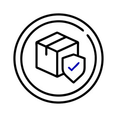 Poster - Package in Shield Circle Icon Representing Secure Delivery and Protection