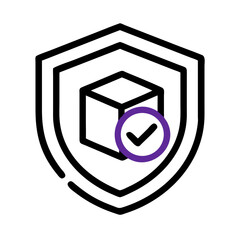 Fototapete - Package in Shield Circle Icon Representing Secure Delivery and Protection