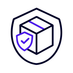 Fototapete - Package in Shield Circle Icon Representing Secure Delivery and Protection