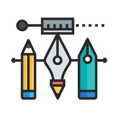 Poster - Pen Tools Icon Representing Drawing Instruments and Digital Illustration Equipment