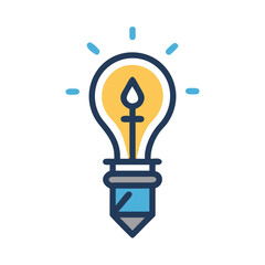 Leinwandbilder - Pen with Light Bulb Icon Representing Creative Ideas and Innovative Writing