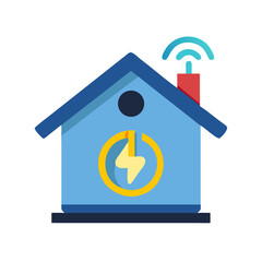 Leinwandbilder - Power House Icon Representing Smart Energy System and Sustainable Electricity