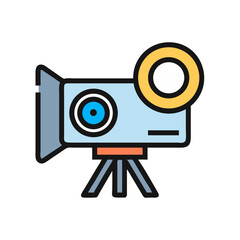 Fototapete - Projector Icon Representing Film Projection Equipment and Visual Media Display