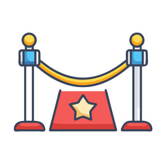 Poster - Red Carpet Barrier Icon Representing Premiere Event and Celebrity Access Control