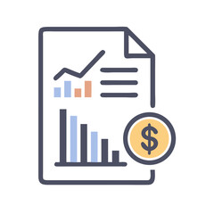 Fototapete - Report with Graph and Dollar Icon Representing Financial Analysis and Revenue Report