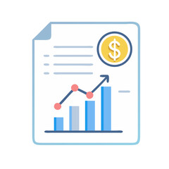 Fototapete - Report with Graph and Dollar Icon Representing Financial Analysis and Revenue Report