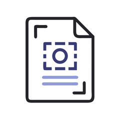 Fototapete - Scanned Document Icon Representing Digital Record and Electronic File Archive
