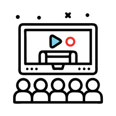 Poster - Screen with Audience Icon Representing Movie Screening and Cinematic Experience