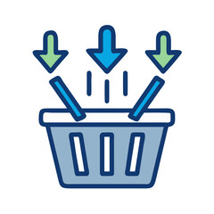 Leinwandbilder - Shopping Basket with Arrows Icon Representing Add to Cart and Online Purchase Action