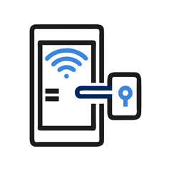 Poster - Smart Door Icon Representing Wireless Entry Access and Remote Security Control