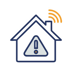 Fototapete - Smart Home with Alert Icon Representing Home System Warning and Security Notification