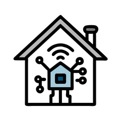 Poster - Smart Home with Circuit Icon Representing Digital Connectivity and Intelligent Automation