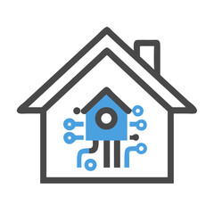 Fototapete - Smart Home with Circuit Icon Representing Digital Connectivity and Intelligent Automation