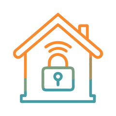 Fototapete - Smart Home with Lock Icon Representing Secured Home and Remote Access Control
