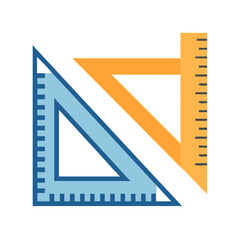 Leinwandbilder - Triangle and Protractor Icon Representing Measurement and Geometry Tools