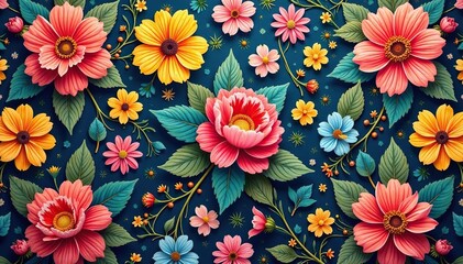 Wall Mural - intricate, flowing floral design, continuous pattern , black, leaves