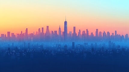 cityscape skyline sunset buildings urban architecture new york city evening twilight horizon view