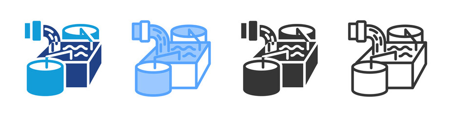 Fototapete - Waste Water Treatment icon set multiple style collection