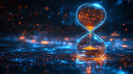 Wall Mural - hourglass time technology future network data connection digital abstract concept background design