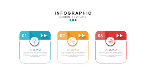 Fototapete - Business infographic template. 3 Step timeline journey. Process diagram, 3 options on white background