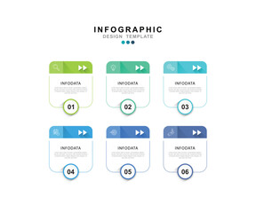Fototapete - Vector Infographic label design template with icons and 6 options or steps. for your business data. Vector Illustration.