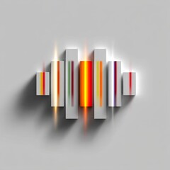 Aufkleber - Abstract Rectangles with Luminous Gradient Stripes on Gray Backdrop: A Minimalist Modern Art Composition
