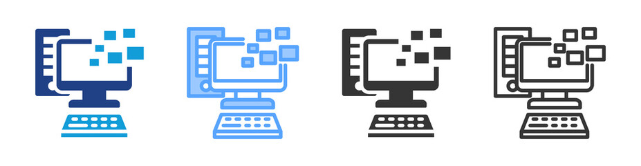 line coding icon set multiple style collection