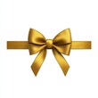 © Mishrat - A symmetrical gold ribbon bow centered on a white background with horizontal ribbon detail