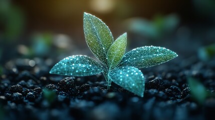 Wall Mural - digital plant growth technology innovation nature future agriculture sustainability science research