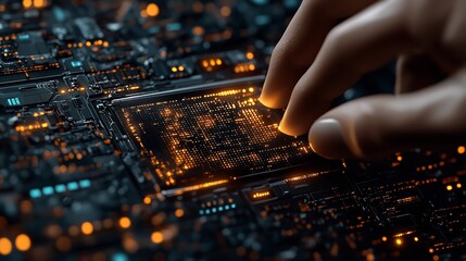 technology circuit board computer chip hand digital electronic engineering motherboard processor tec