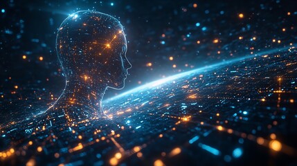 Wall Mural - artificial intelligence ai technology digital human face network connection future data science