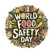 © Elite Elegance - World Food Safety Day Text on Healthy Food Hand Drawn Illustration Background