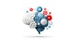 © TE - Learning process icons brain and gears for education technology
