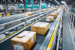 © Kim - High speed conveyor belt moving packages in sorting center with hope of prompt delivery, bringing smiles to customers