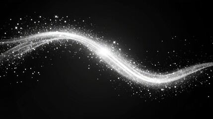 curve light effect of motion wave, dynamic white trail, sparkling comet bokeh