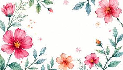 Wall Mural - Delicate watercolor floral pattern, perfect for spring invitations , flyer, pretty, watercolor