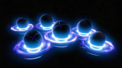 Wall Mural - discovering glowing spheres in a dark environment