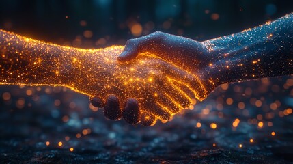 Wall Mural - handshake technology partnership collaboration business network connection digital agreement future