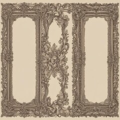Wall Mural - antique picture frame, set of frames, set of vintage frames