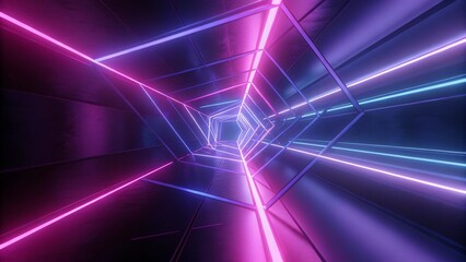 Aufkleber - Abstract neon lights into digital technology tunnel. Futuristic technology abstract background with lines for network, big data, data center, server, cyberspace, innovation, glow effect
