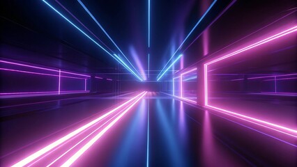Aufkleber - Abstract neon lights into digital technology tunnel. Futuristic technology abstract background with lines for network, big data, data center, server, cyberspace, innovation, glow effect