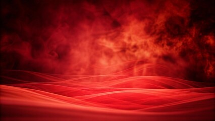 Poster - Abstract red wave background with red fog texture overlays silhouette, smoky atmosphere, artistic flow, vibrant haze design, modern digital backdrop, smooth swirl effect