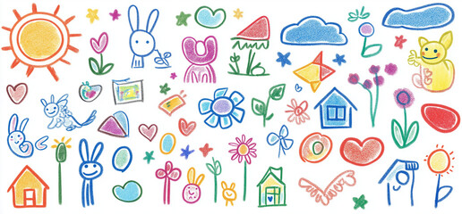 Naklejka na meble Hintergrundbild mit buntem kindischen Gekritzel