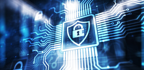 Wall Mural - cyber security, information privacy, data protection. internet and technology concept on virtual scr