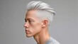 © Ant - A profile view of a young man with striking silver hair, showcasing a stylish haircut and a serious expression against a neutral background.