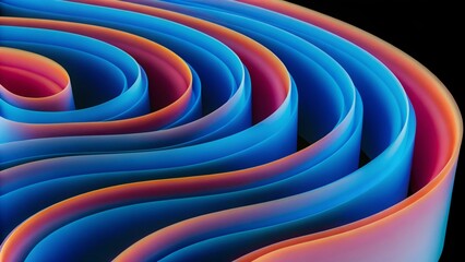 Fototapete - Colorful abstract rainbow curve 3D flow background, vibrant waves fluid motion, psychedelic swirl pattern, modern digital art texture, bright multicolor gradient dynamic energy shape